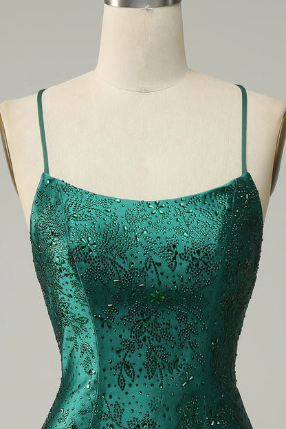 Beaded Bodycon Homecoming Dress With Criss Cross Back