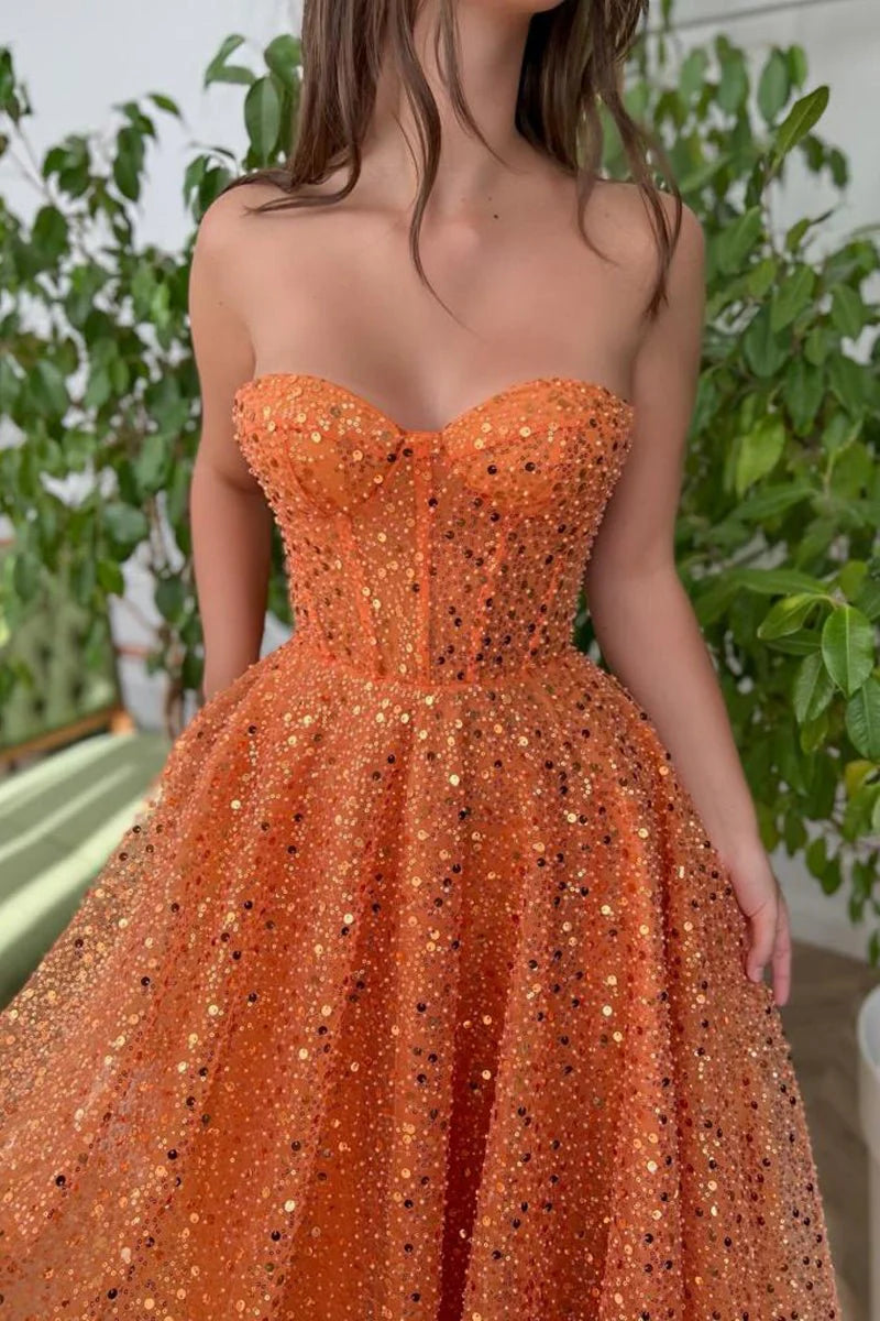 Vestidos de fiesta de corte A, brillantes y con brillo, para cóctel, largo hasta el suelo, sin mangas, escote corazón, encaje con lentejuelas