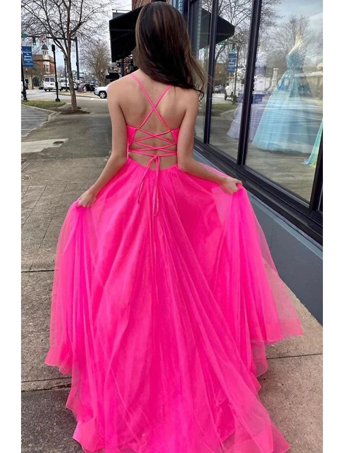 A-Linie Ballkleider Sexy Kleid Hochzeit Party Geburtstag Hofschleppe Ärmellos Spaghettiträger Organza mit Schlitz