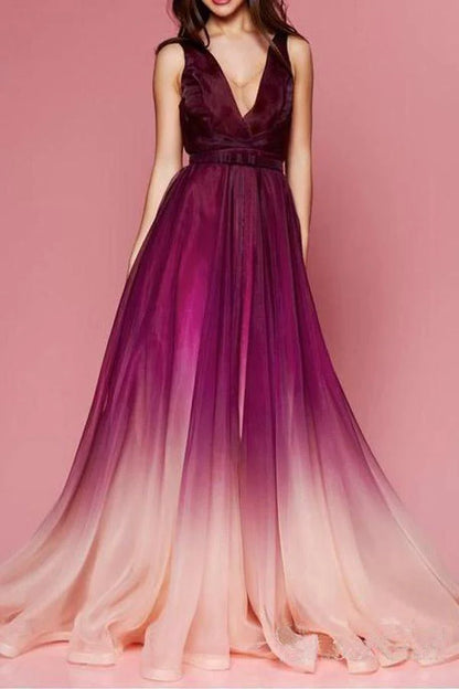 V Neck Long Formal Prom Dresses