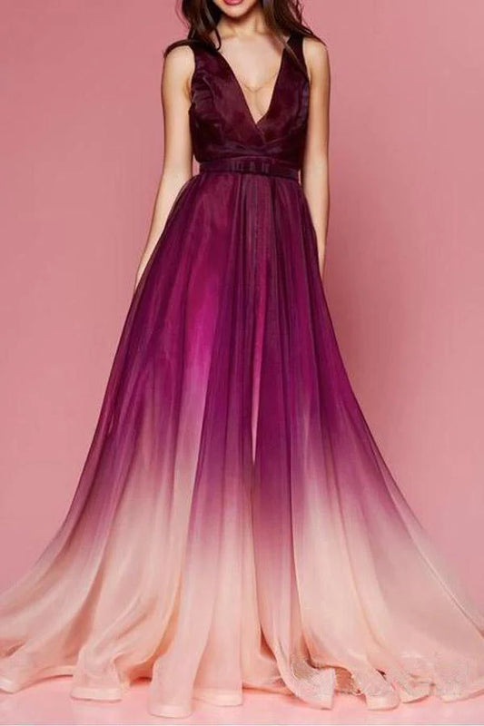 V Neck Long Formal Prom Dresses