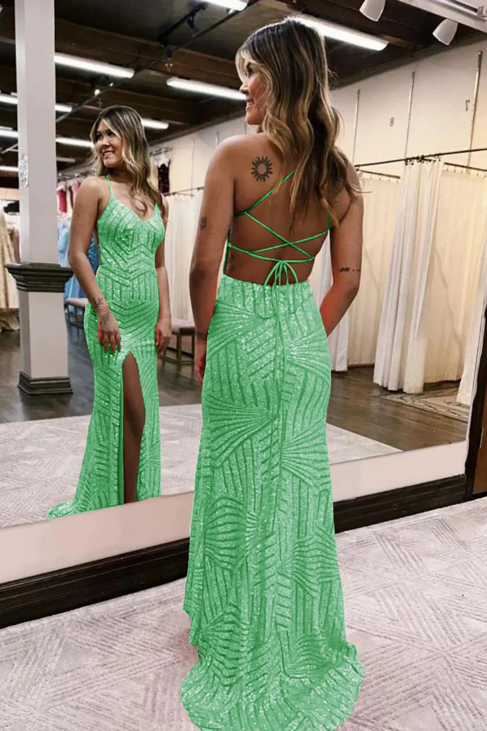 Sparkly Sequin Long Glitter Split Prom Dress
