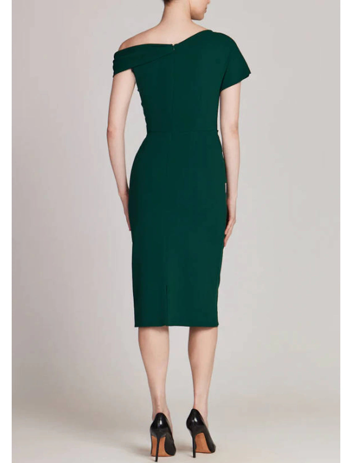 A-Line Sheath / Column Mother of the Bride Dress Formal Wedding Guest Elegant One Shoulder Tea Length Sequined Stretch Fabric Short Sleeve with Solid Color