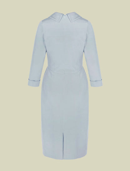 Sheath / Column Mother of the Bride Dress Elegant Jewel Neck Tea Length Italy Satin 3/4 Length Sleeve with Sash / Ribbon Bow(s)