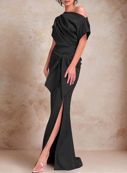 Vestidos de sirena para madre de la novia, de un solo hombro y hasta el suelo