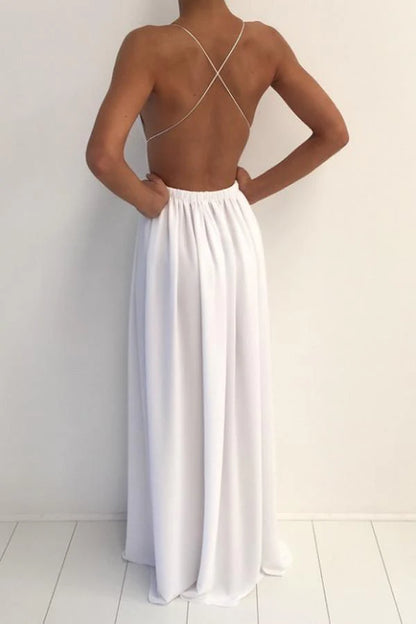 V-neck Sexy Spaghetti Strap Prom Dress With Front Split