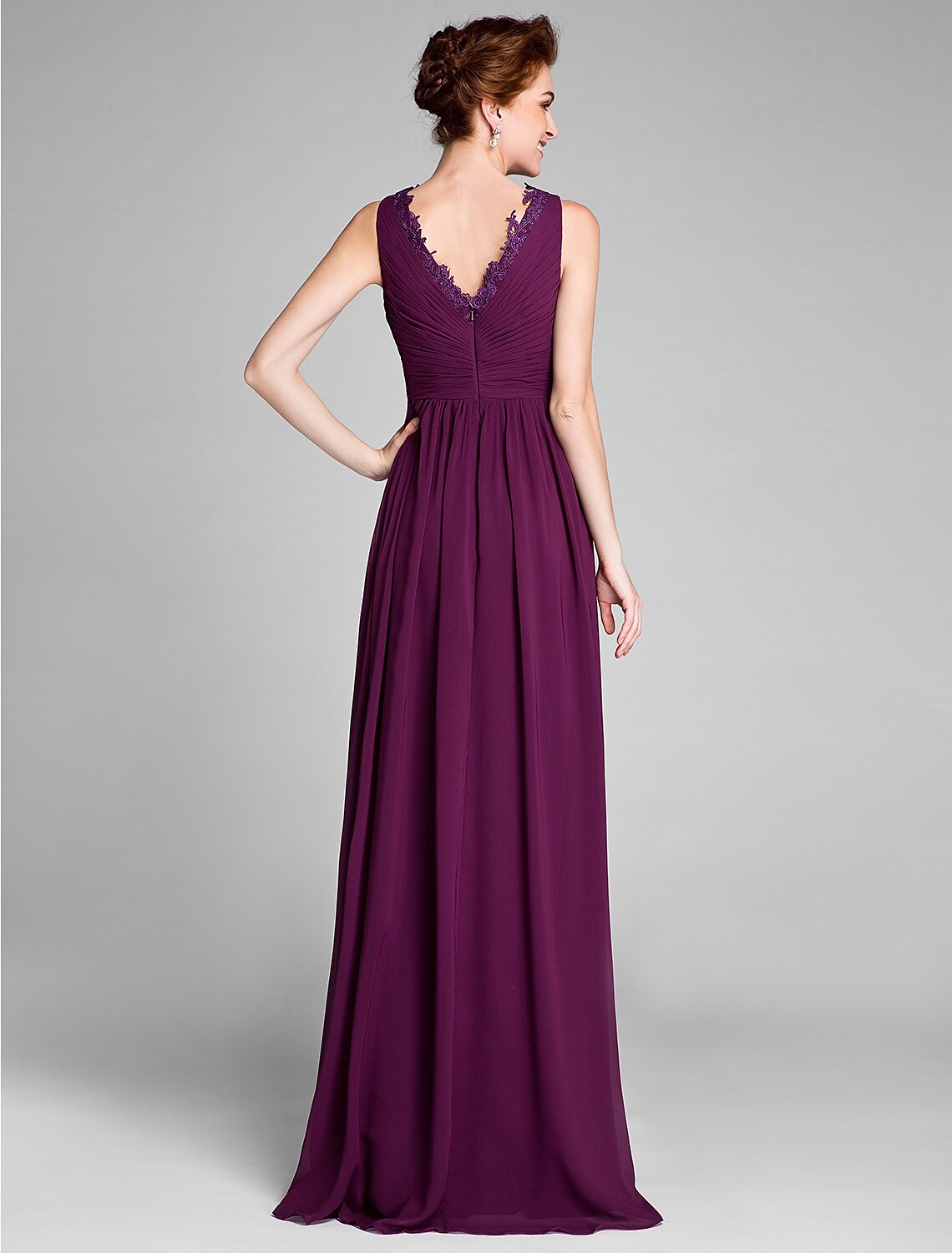 Sheath / Column Mother of the Bride Dress Wrap Included V Neck Floor Length Chiffon Sleeveless with Sash / Ribbon Criss Cross