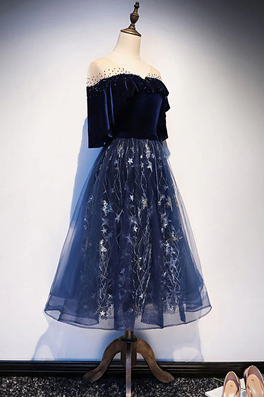Tulle lace short prom dress