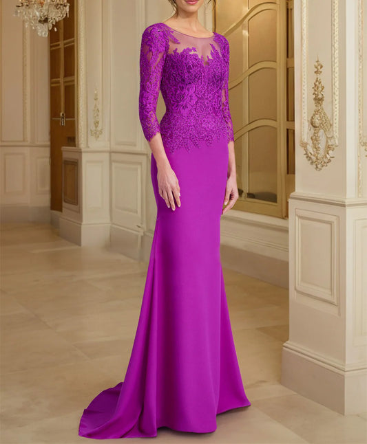 Mermaid Scoop Long Sleeves Mother Of The Bride Dresses