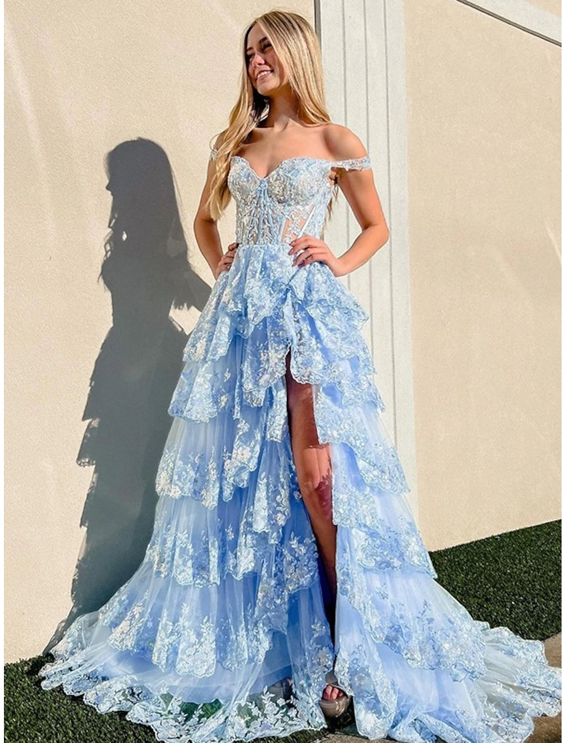 Vestidos de fiesta de sirena/trompeta, corsés, para invitados de boda, fiesta de noche, cola de corte, sin mangas, hombros descubiertos, tul con abertura de lentejuelas