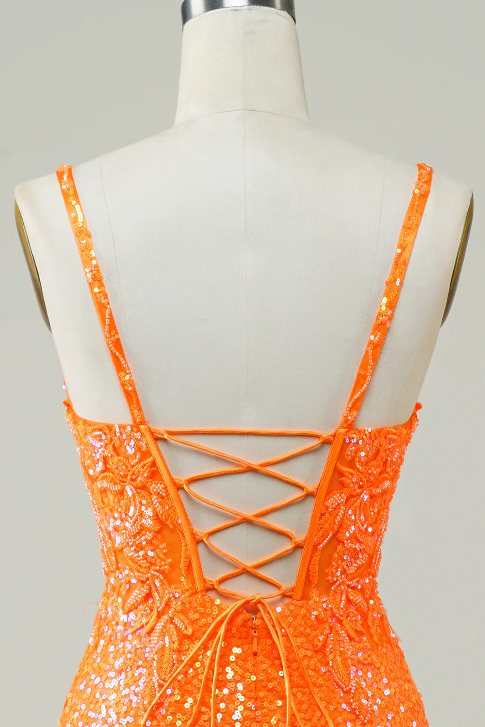 Glitter Tight Corset Lace Up Back Sequin Homecoming Dress with Beading