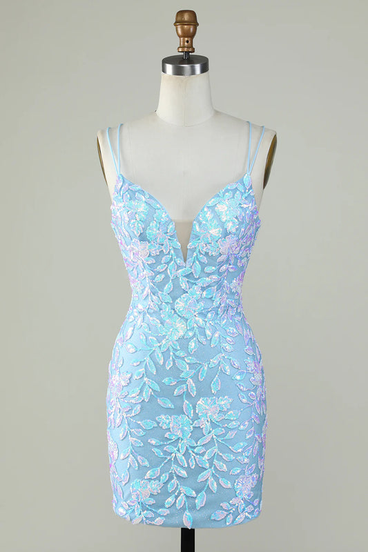 Sparkly Lace-Up Back Homecoming Dress