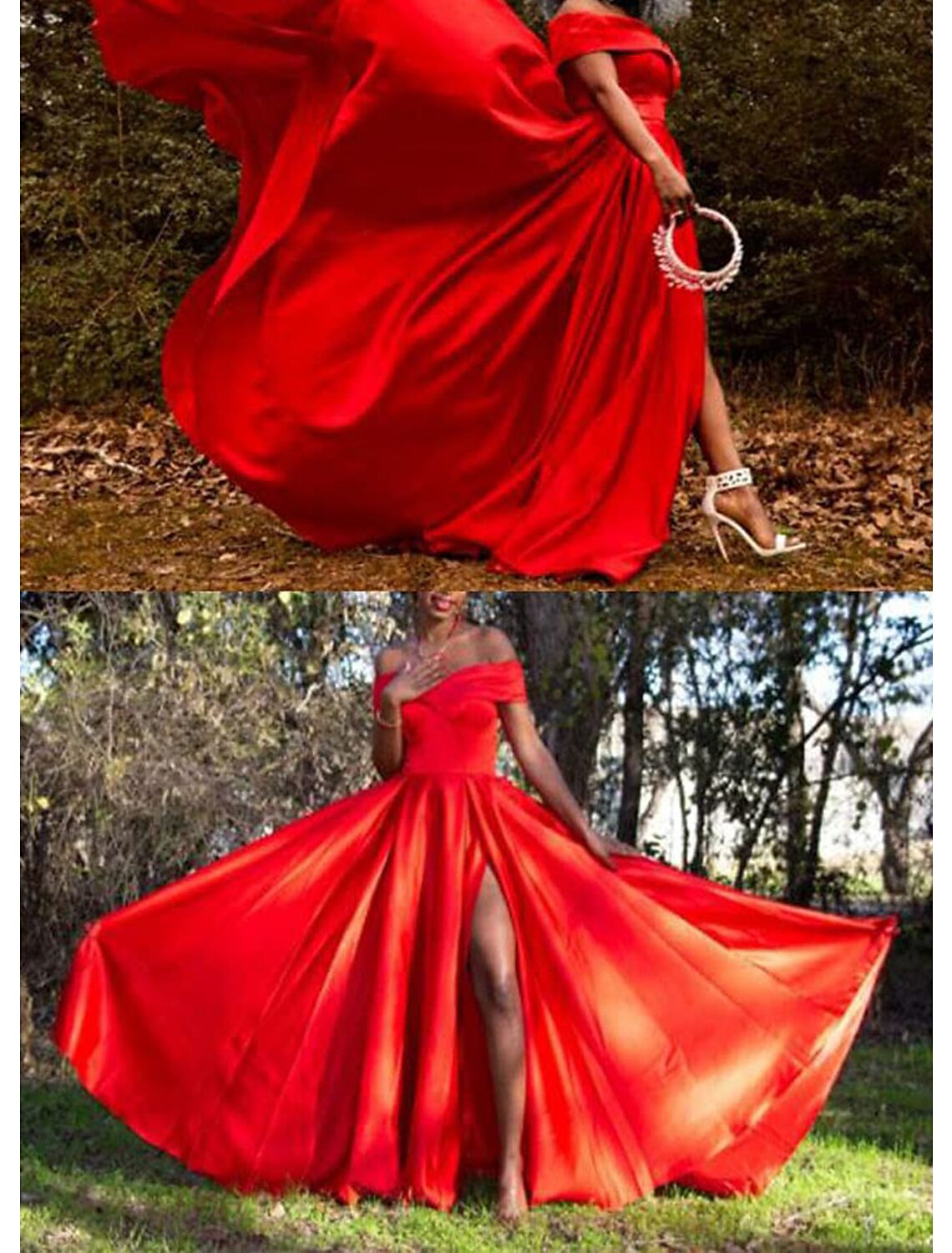 Vestidos de fiesta de satén con hombros descubiertos para mujer, largos, con bolsillos, corte en A, abertura, vestidos formales de noche para fiesta