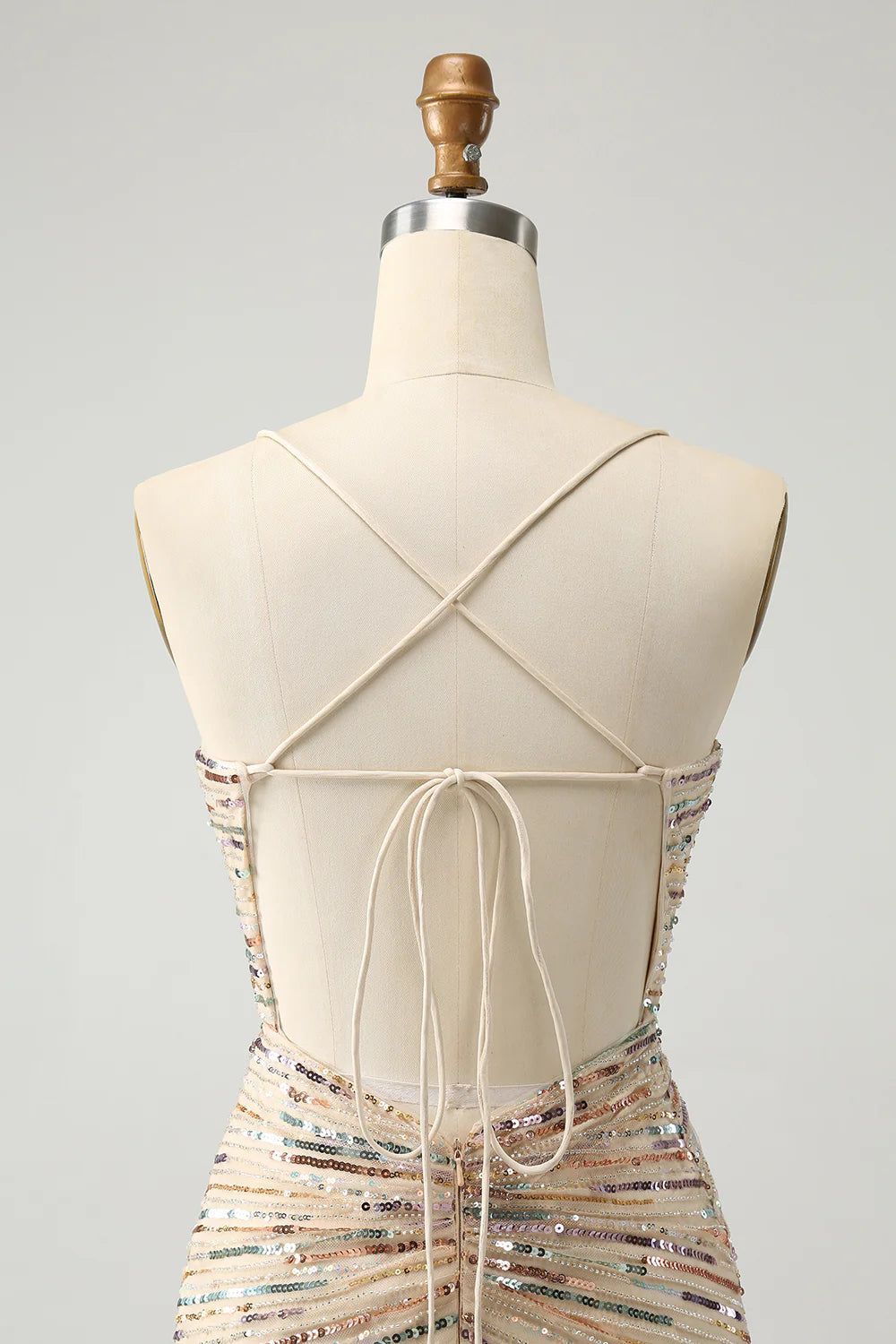 Glitter Spaghetti Straps Tight Short Homecoming Dress with Sequins