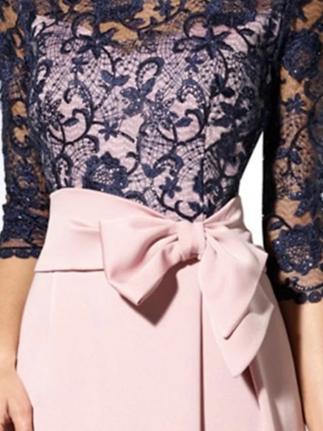 Sheath Jewel Neck Floor-Length Mother Of The Bride Dresses