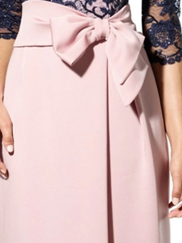 Sheath Jewel Neck Floor-Length Mother Of The Bride Dresses