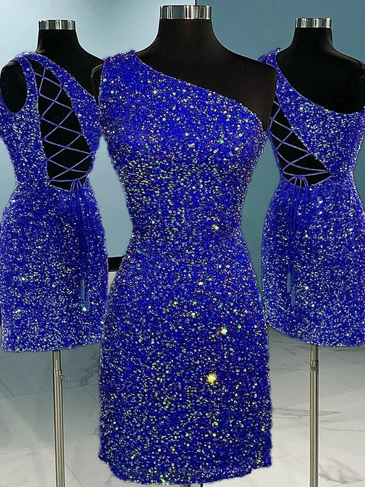 Vestidos cortos/mini sin mangas con un solo hombro y corte tubo/columna