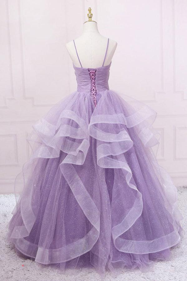 Vestido de fiesta largo de tul con lentejuelas