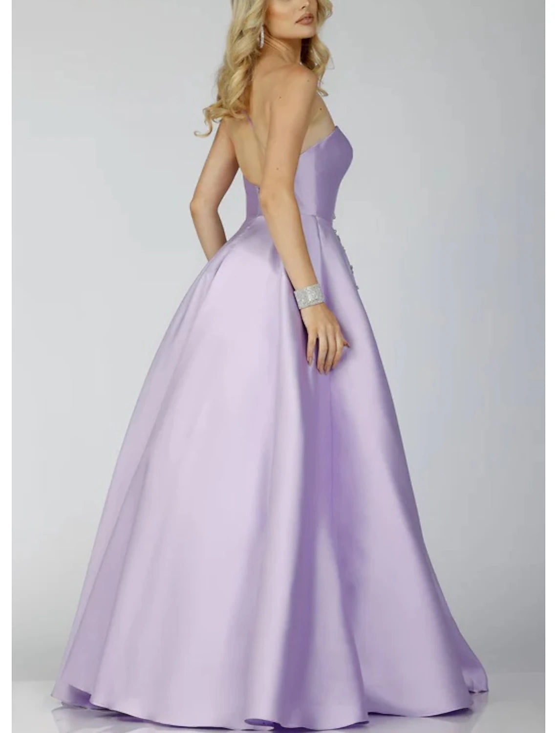 A-Line Prom Dresses Sparkle Dress Formal Prom Floor Length Sleeveless One Shoulder Satin Backless with Glitter Sequin