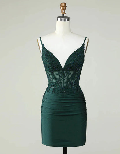 Spaghetti Straps Short Tight Homecoming Party Dress