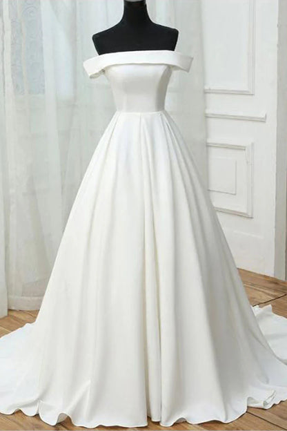 Simple satin long prom dress