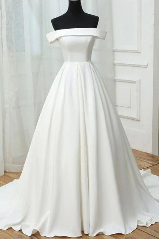 Simple satin long prom dress