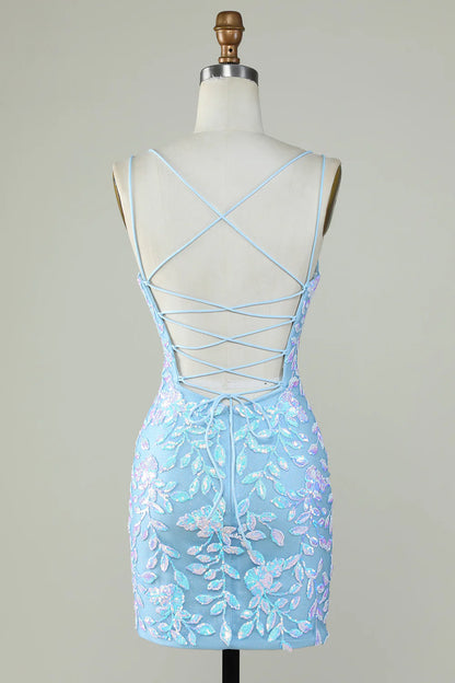 Sparkly Lace-Up Back Homecoming Dress