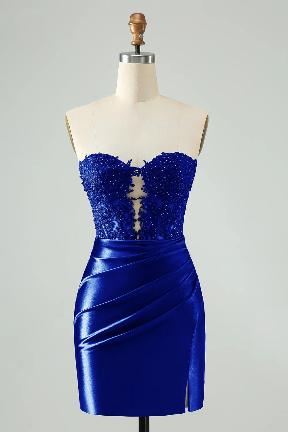 Sparkly Bodycon Strapless Hollow Out Homecoming Dress with Lace