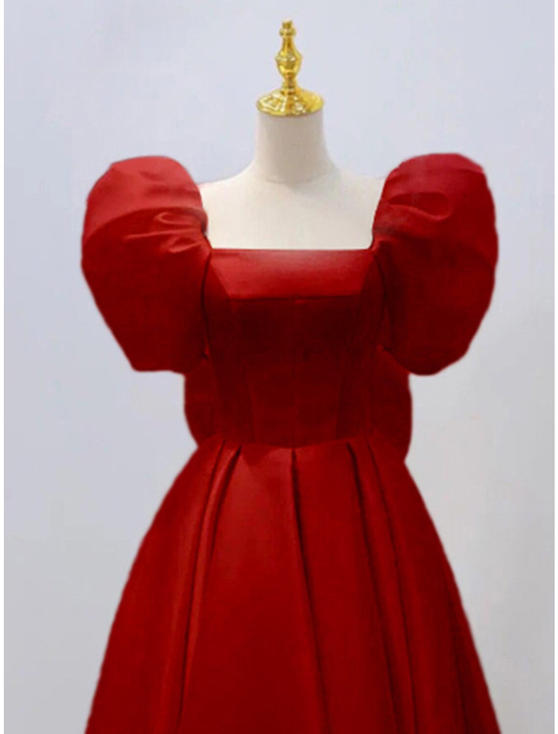 Vestidos de novia blancos de recepción, corte A, escote cuadrado, manga corta, largo hasta la rodilla, de satén, con lazo(s).