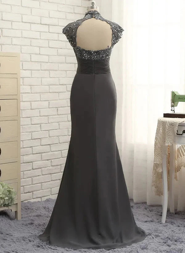 Sheath High Neck Floor Length Mother Of The Bride Dresses