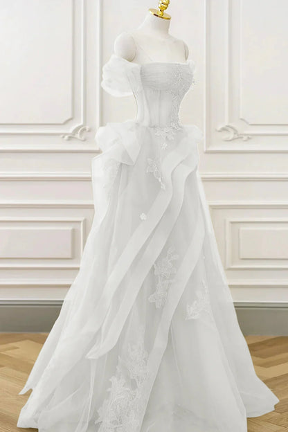 A-Linie Tüll Spitze Korsett Formelles Partykleid Langes Ballkleid