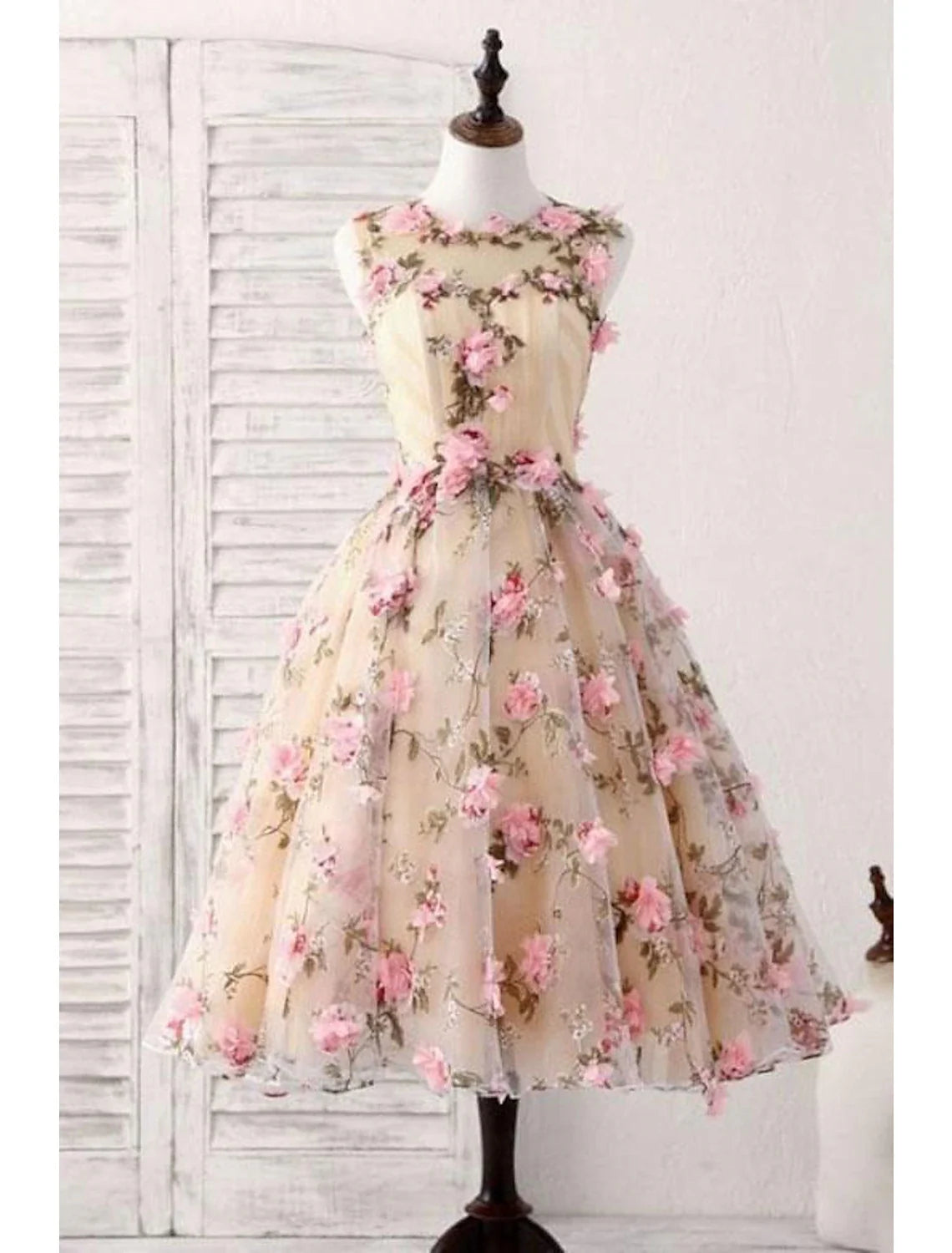 Vestidos de cóctel de corte A, vestido de fiesta, para invitada de boda, graduación, corto/mini, sin mangas, cuello joya, satén