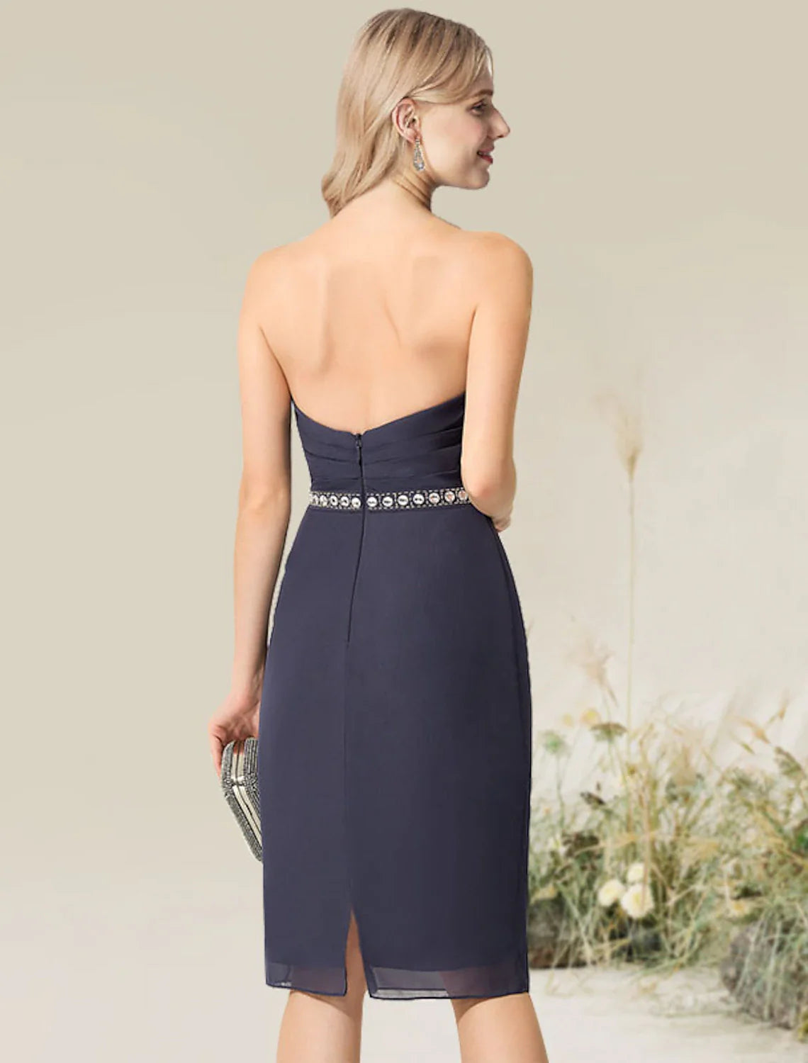 Vestidos de cóctel con corte tubo/columna, convertibles, infinitos, para invitados de boda, cóctel, largo hasta la rodilla, manga corta, sin tirantes, encaje con apliques de encaje