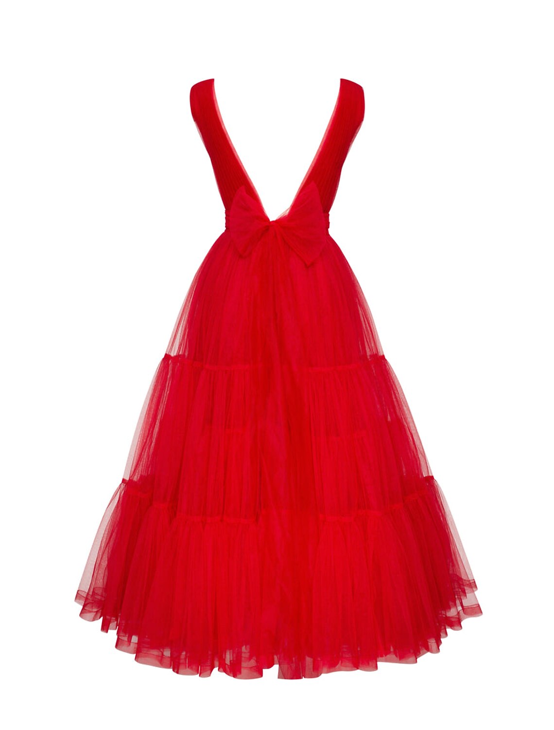 Vestidos de fiesta de corte A, estilo princesa, para invitadas de boda, para graduación, largo hasta la rodilla, sin mangas, cuello en V, tul con lazo(s) y pliegues.