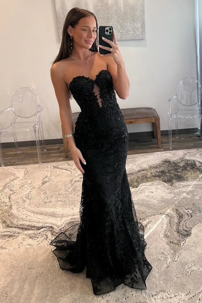 Mermaid Stunning Sweetheart Backless Long Prom Dress with Appliques