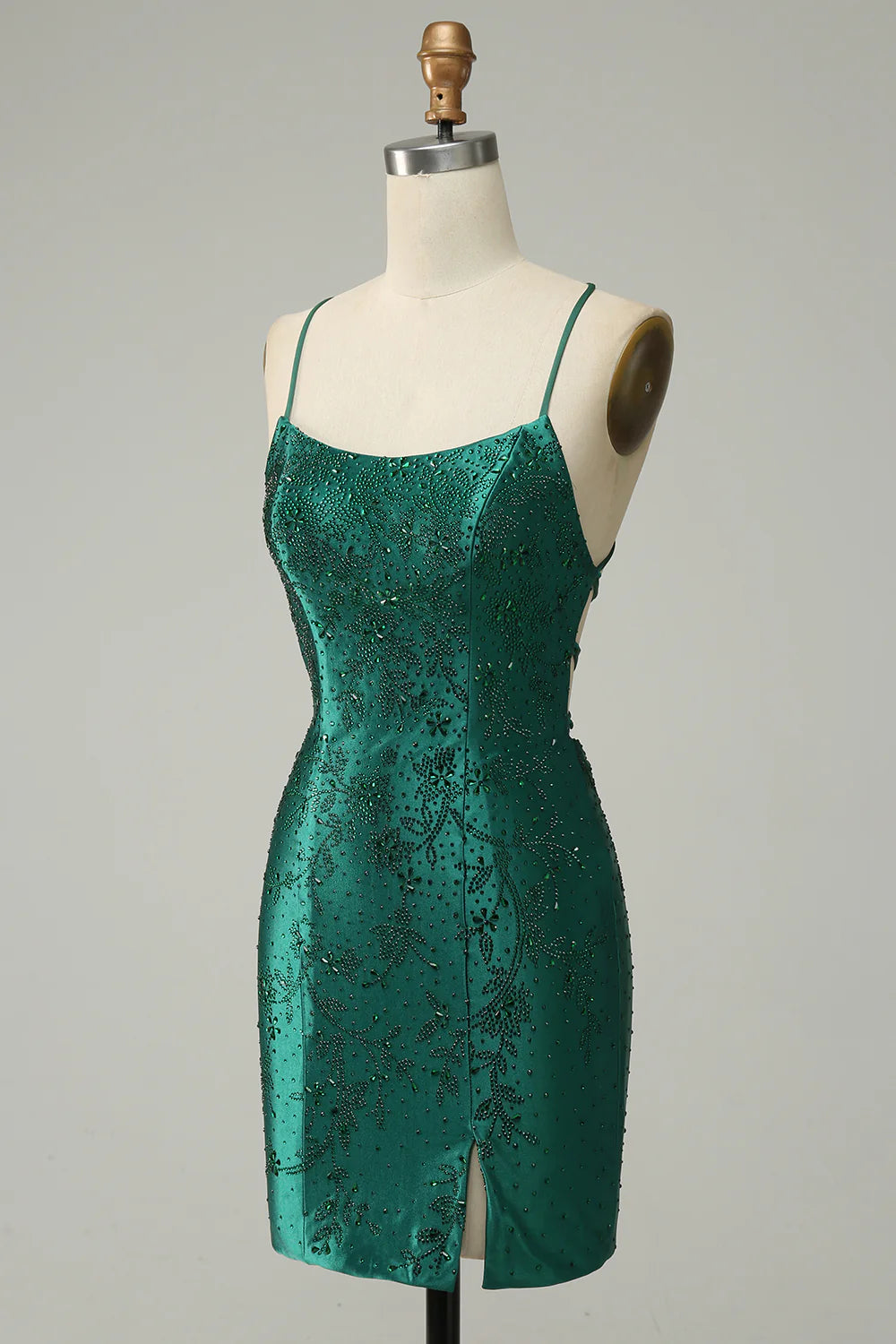 Beaded Bodycon Homecoming Dress With Criss Cross Back