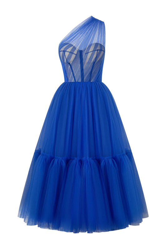 A-line One-Shoulder Cocktail Tulle Dress Prom Dresses