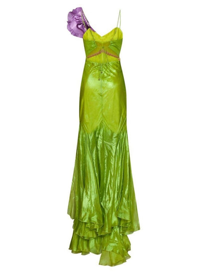 Vestido elegante para invitadas de boda, de corte tubo o columna, largo hasta el suelo, sin mangas, con tirantes finos, para dama de honor, de tul con pliegues y apliques.