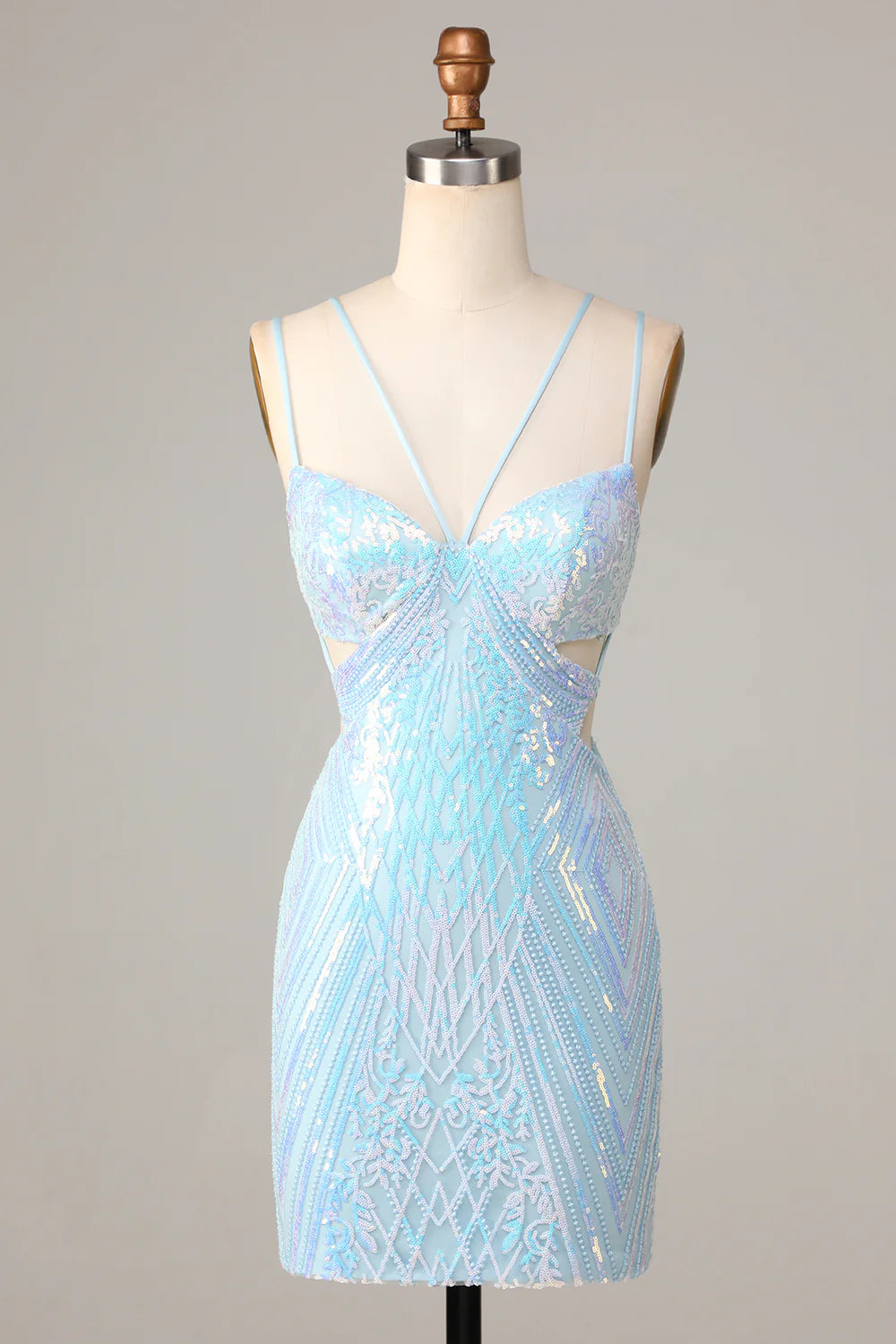 Bodycon Spaghetti Straps Sequins Short Homecoming Dress