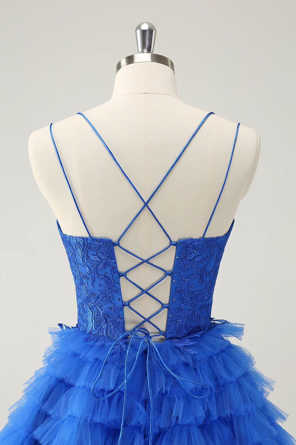 A Line Spaghetti Straps Tulle Cute Homecoming Dress with Ruffles