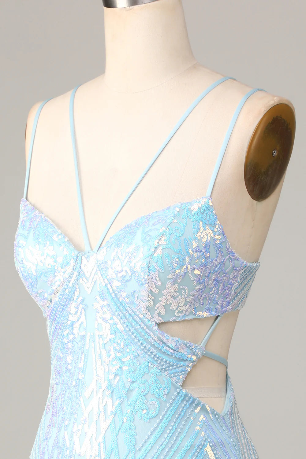 Bodycon Spaghetti Straps Sequins Short Homecoming Dress