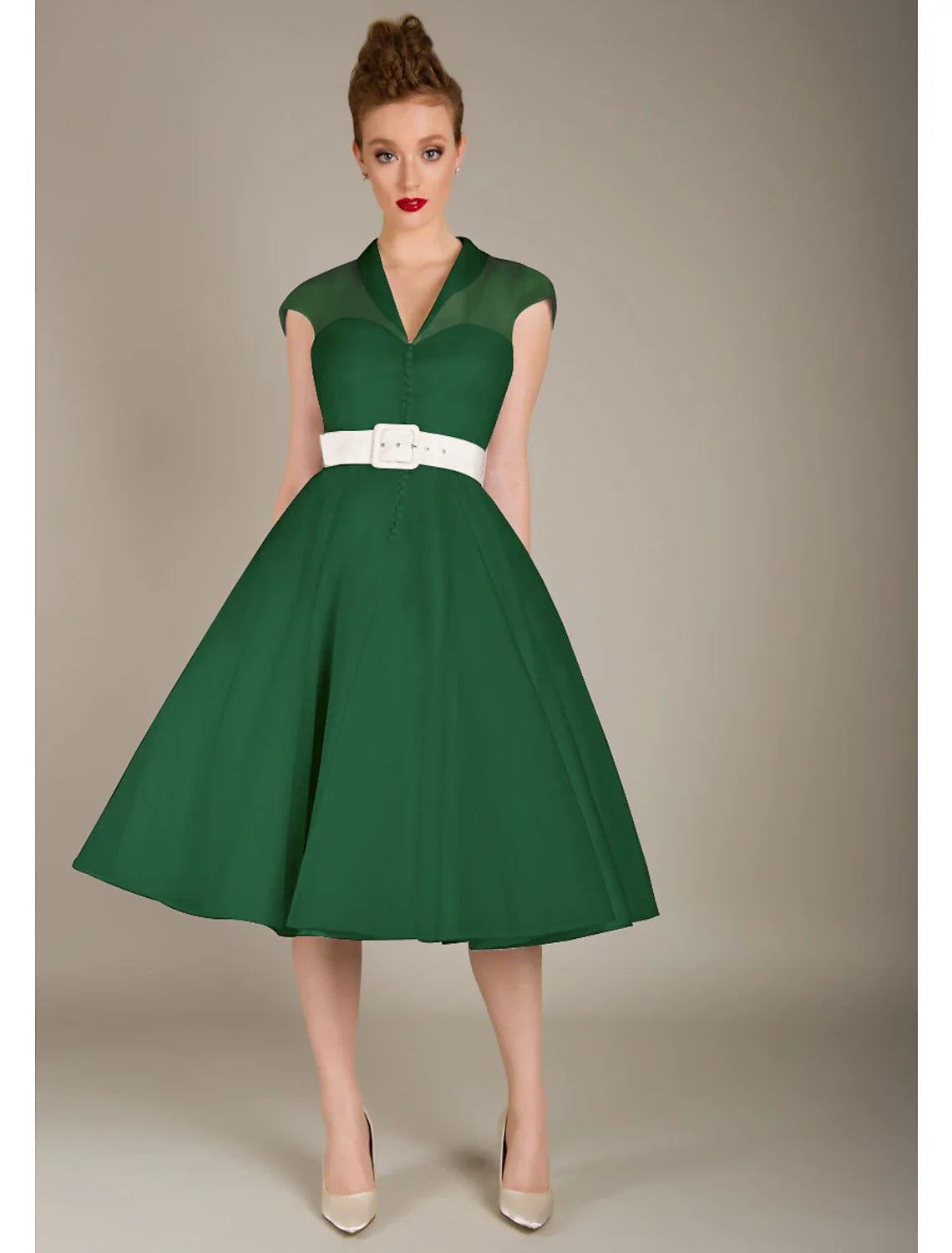 Vestidos de cóctel de corte A, vestido de los años 50, para graduación, cóctel, fiesta, largo hasta la rodilla, sin mangas, cuello en V, miércoles, familia Addams, tul con faja/cinta.