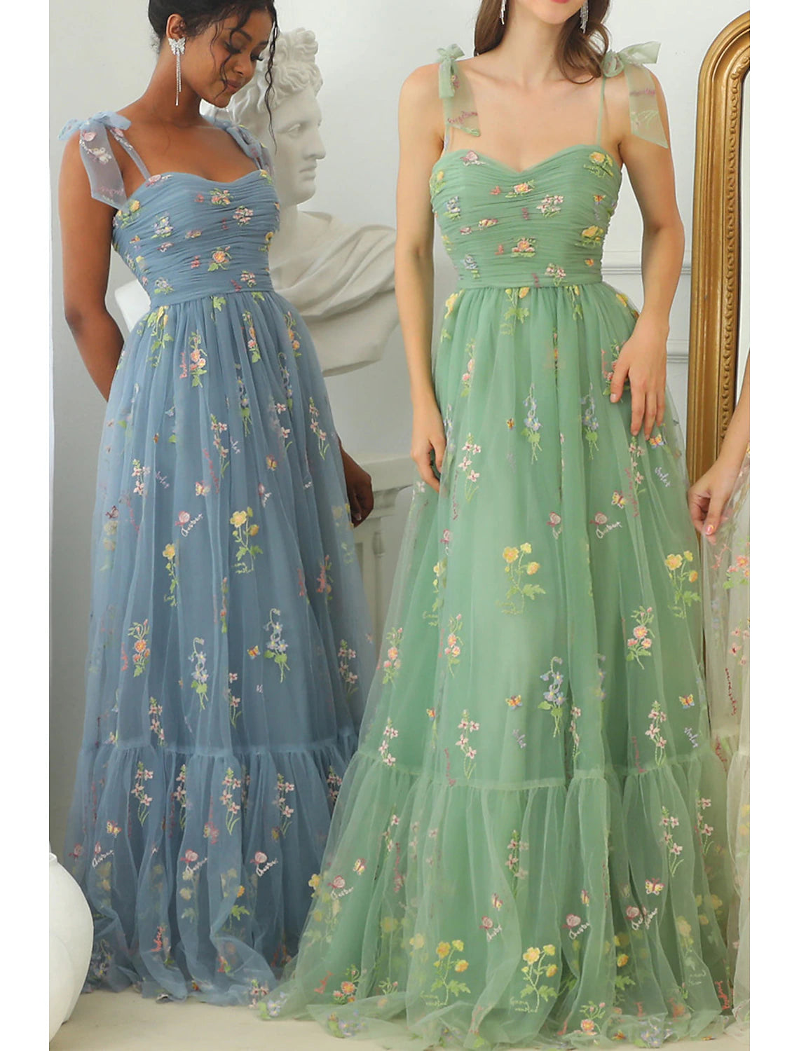 Vestidos de fiesta de corte A, vestido floral, vestido formal para invitados de boda, largo hasta el suelo, sin mangas, escote corazón, encaje, sin espalda, con pliegues y fruncido