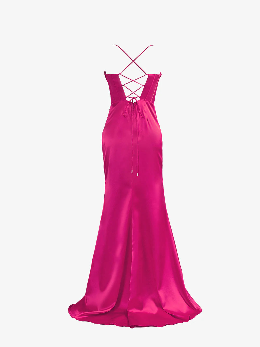 Meerjungfrau-Ballkleid aus Satin mit Spaghettiträgern und Schlitz