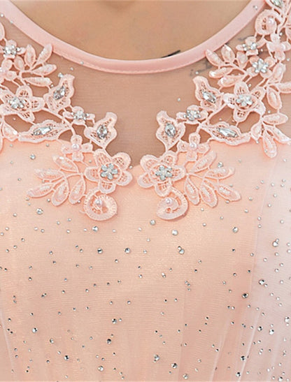 Etuikleid/Säulenkleid, Hochzeitsgast, Abschlussball, bodenlang, ärmellos, Illusionsausschnitt, Satin mit Kristallapplikationen