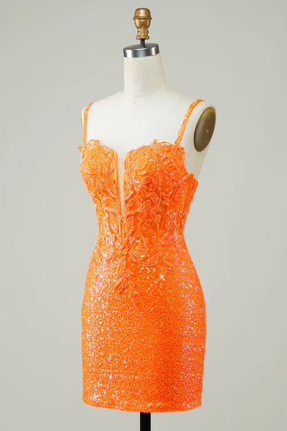 Glitter Tight Corset Lace Up Back Sequin Homecoming Dress with Beading