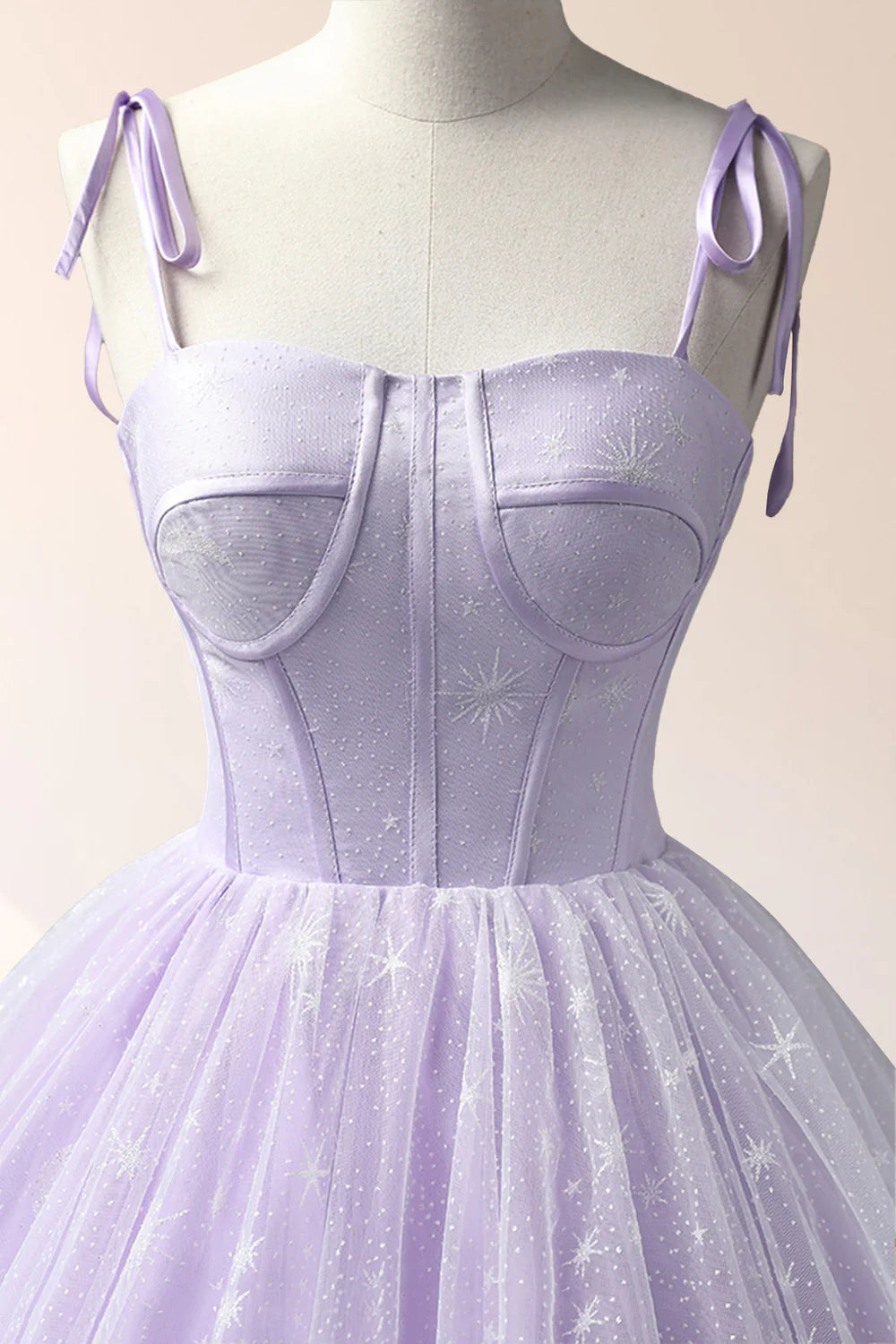 A-Linie Tüll Träger Bodenlang Abendkleid Ballkleid