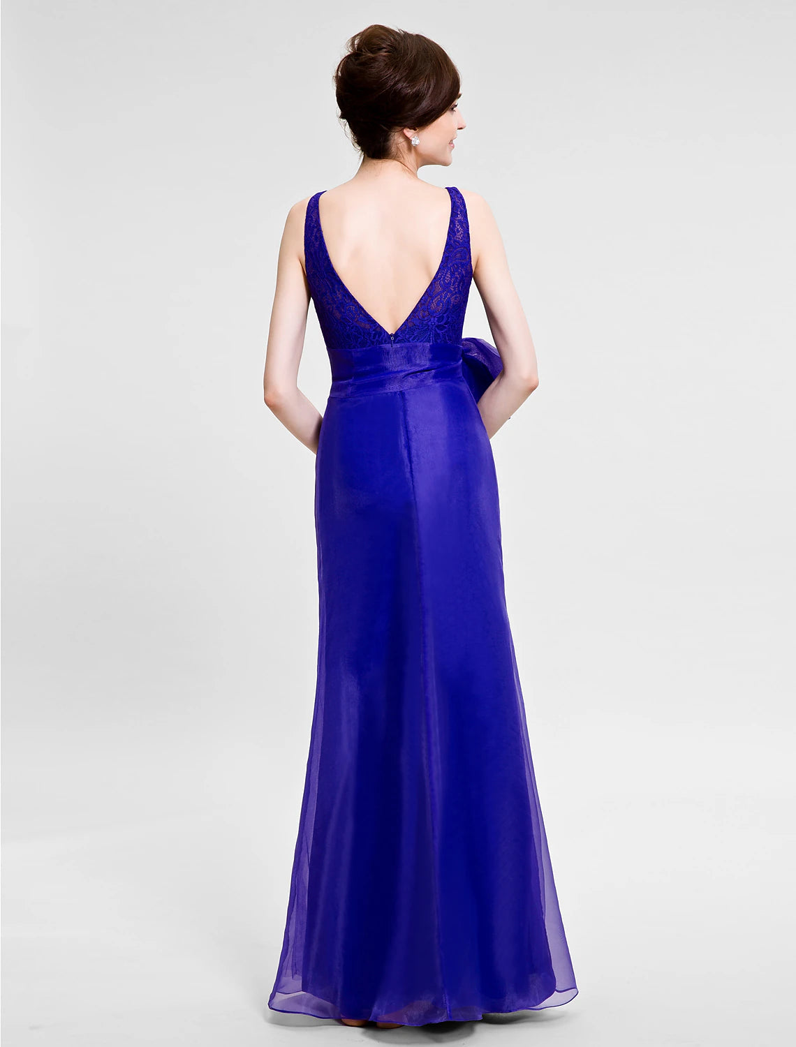 Mermaid / Trumpet Mother of the Bride Dress Beautiful Back Bateau Neck Floor Length Organza Sleeveless No with Lace