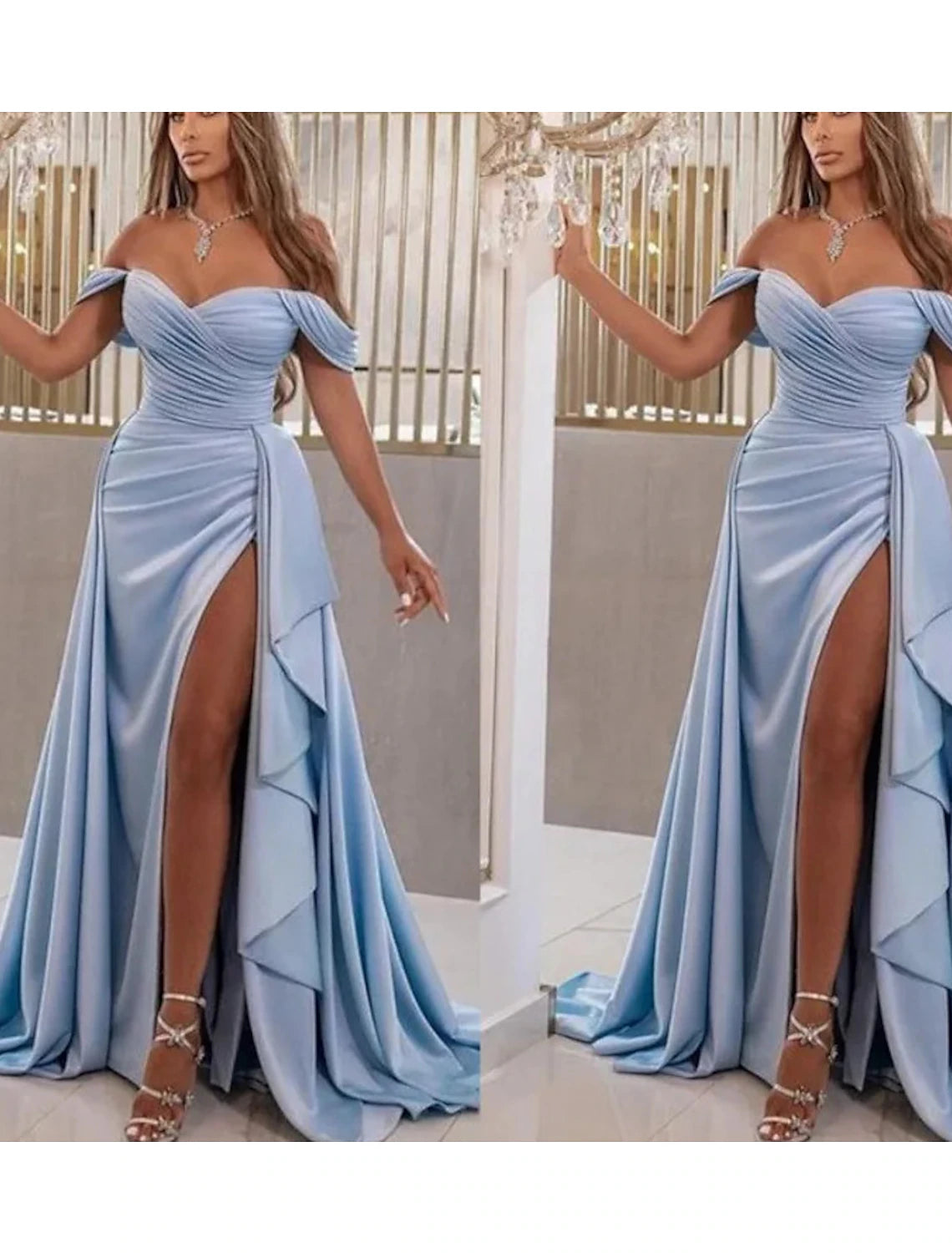 A-Line Prom Dresses High Split Dress Prom Sweep / Brush Train Sleeveless Sweetheart Charmeuse with Slit