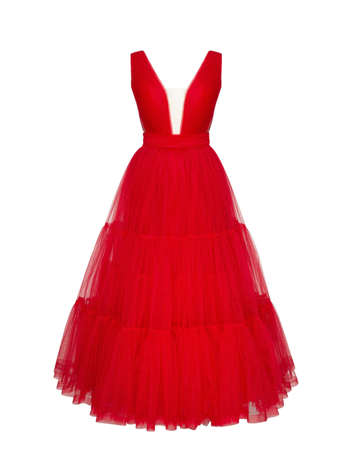 Vestidos de fiesta de corte A, estilo princesa, para invitadas de boda, para graduación, largo hasta la rodilla, sin mangas, cuello en V, tul con lazo(s) y pliegues.